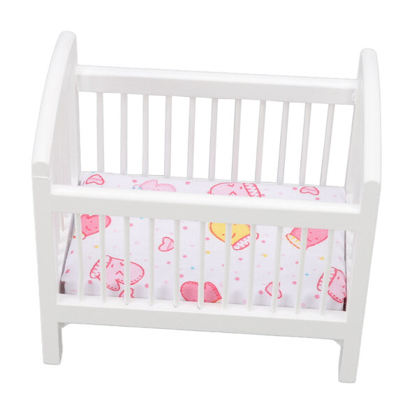 Letto in legno lucido per bambole 1:12 bianco, sicuro e resistente