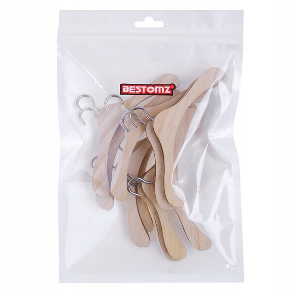Set mit 10 Holzbügeln für 1/3-BJD-Puppenkleidung, natürliche Farbe