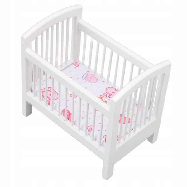 Dondolo in legno bianco per bambole scala 1:12, sicuro e resistente