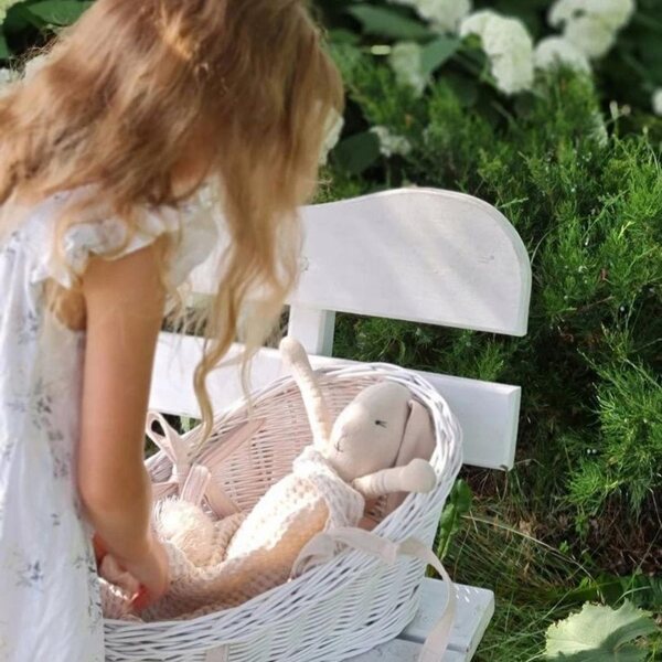 Marsupio in vimini bianco per bambole - ecologico Giocattolo Little Dreams
