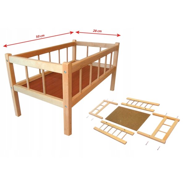 Holzbett für Puppen 50 x 28 cm Rappa, ideal für Kinder ab 3 Jahren