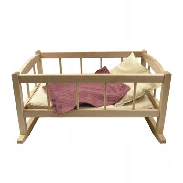 Holzwiege für Egmont Toys-Puppen mit Matratze und Baumwollbezug