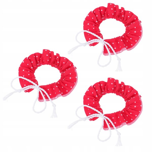 Set 3 mini colletto rosso vintage per bambole, morbido e decorativo