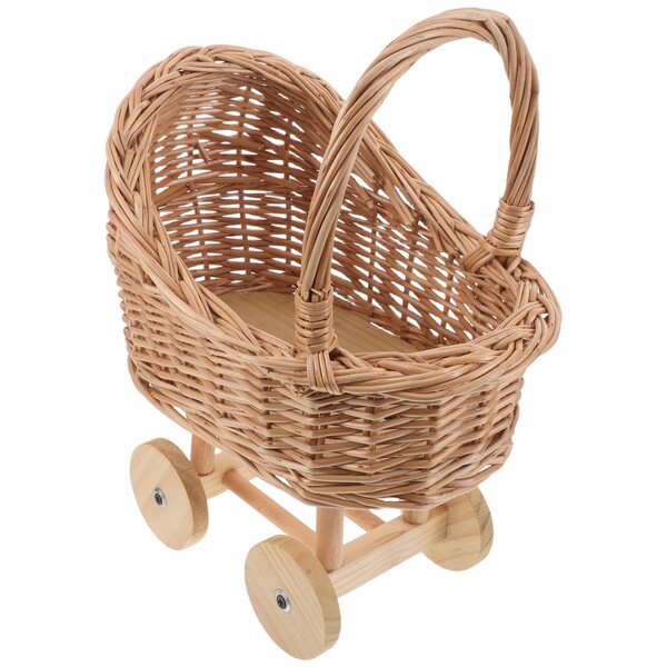 Dekorative Vintage-Wiege aus Korbgeflecht für Puppen und Hochzeitsdekorationen