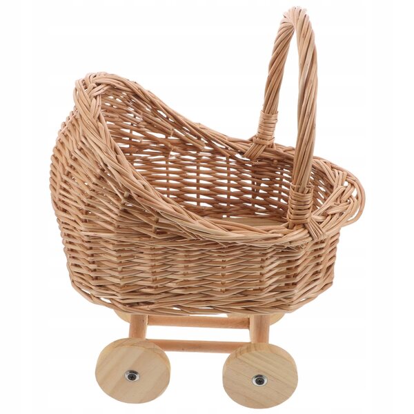 Dekorative Vintage-Wiege aus Korbgeflecht für Puppen und Hochzeitsdekorationen
