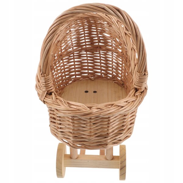 Dekorative Vintage-Wiege aus Korbgeflecht für Puppen und Hochzeitsdekorationen