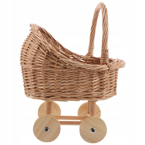 Dekorative Vintage-Wiege aus Korbgeflecht für Puppen und Hochzeitsdekorationen