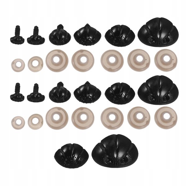 Set 30 Nasi in Plastica Neri per Pupazzi con Fissaggi Sicuri e Vari Formati