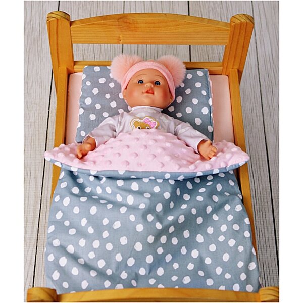 Komplettes Bettwäscheset für das Puppenbett aus Baumwolle und 100 % Polyester Minky