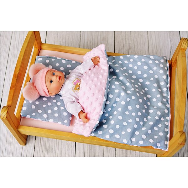Komplettes Bettwäscheset für das Puppenbett aus Baumwolle und 100 % Polyester Minky