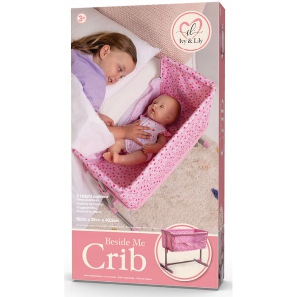 Ivy & Lily Puppenbett mit rosa gepunktetem Kissen und Decke