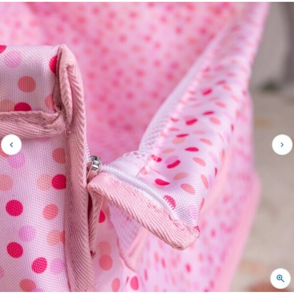 Ivy & Lily Puppenbett mit rosa gepunktetem Kissen und Decke
