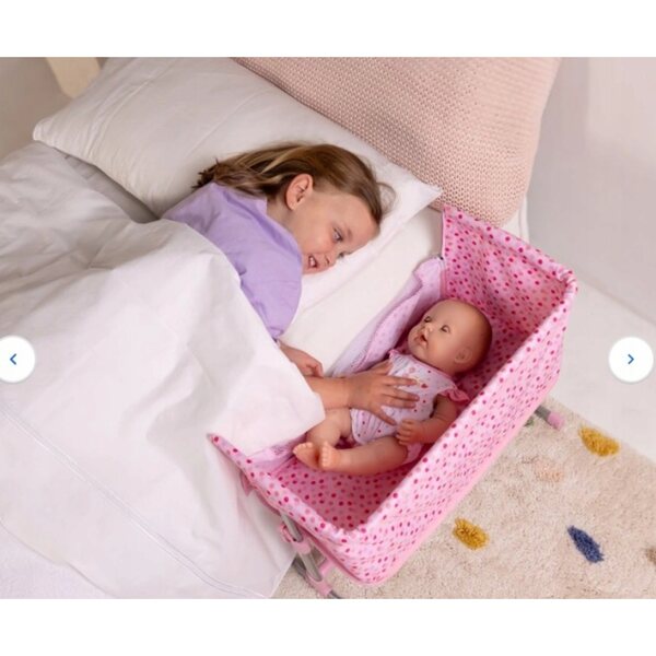 Ivy & Lily Puppenbett mit rosa gepunktetem Kissen und Decke