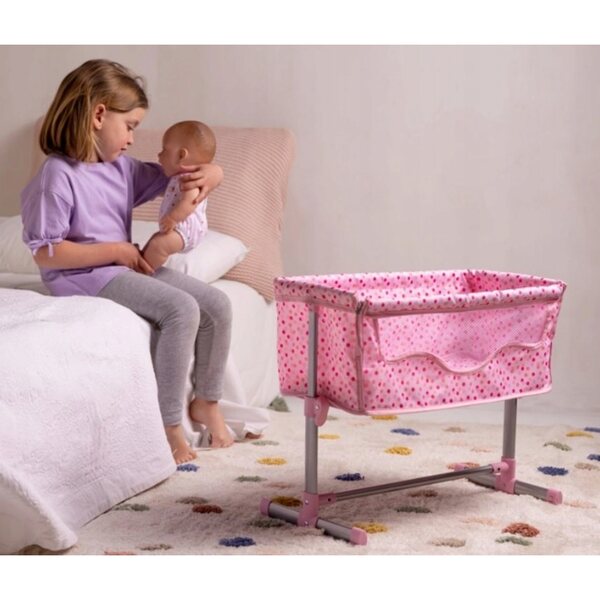 Ivy & Lily Puppenbett mit rosa gepunktetem Kissen und Decke
