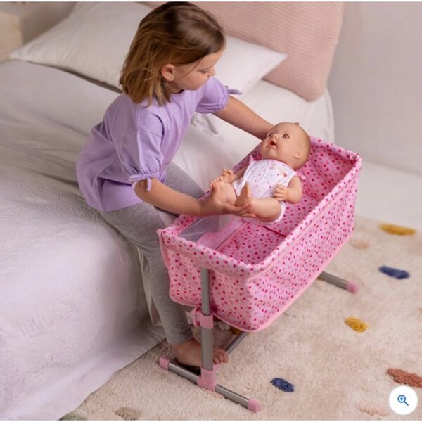 Ivy & Lily Puppenbett mit rosa gepunktetem Kissen und Decke