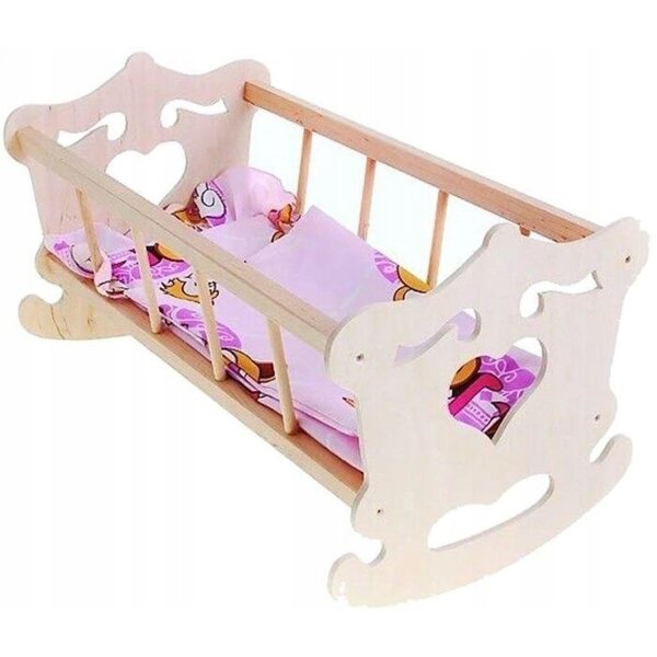 Holzwiege für Malimas-Puppen mit Herzmuster, hochwertiges Zubehör für Kinder