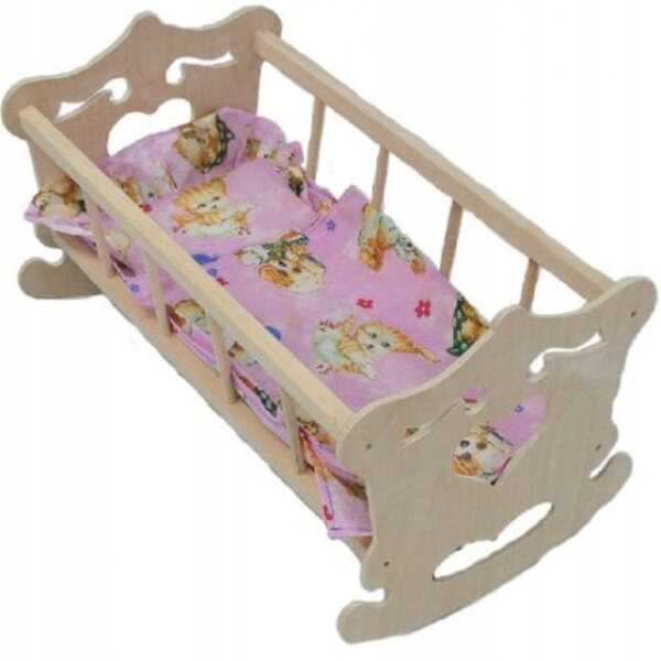 Holzwiege für Malimas-Puppen mit Herzmuster, hochwertiges Zubehör für Kinder