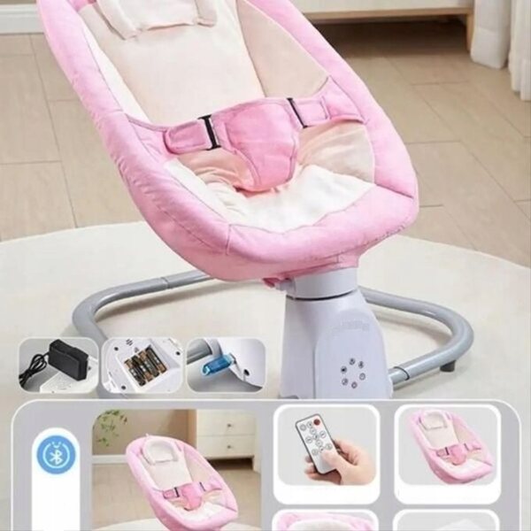 Elektrische 2-in-1-Schaukel für Babys mit Bluetooth, USB und Fernbedienung, Pink