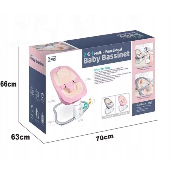 Elektrische 2-in-1-Schaukel für Babys mit Bluetooth, USB und Fernbedienung, Pink