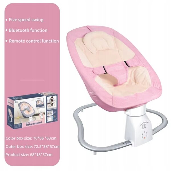 Elektrische 2-in-1-Schaukel für Babys mit Bluetooth, USB und Fernbedienung, Pink