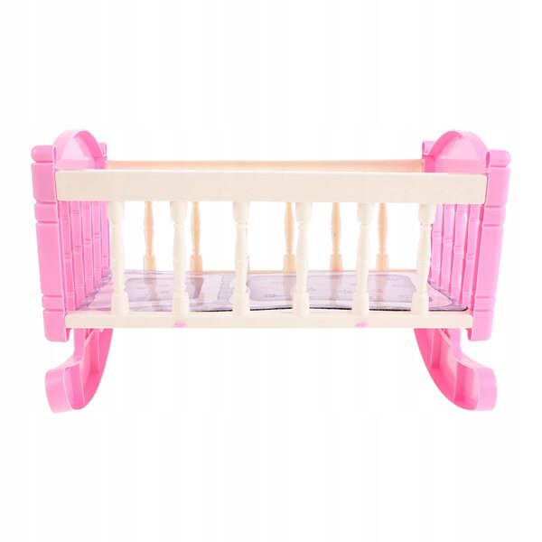 Mini Lettino a Dondolo Rosa per Bambole in Plastica, Design Realistico