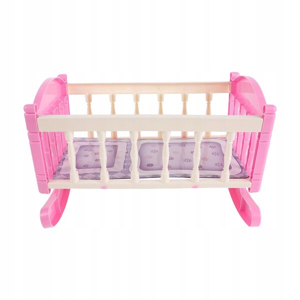 Mini Lettino a Dondolo Rosa per Bambole in Plastica, Design Realistico