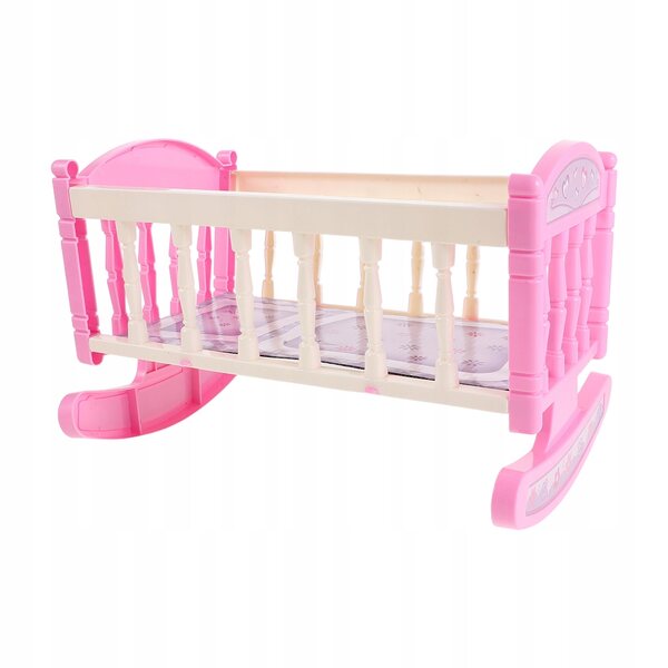 Mini Lettino a Dondolo Rosa per Bambole in Plastica, Design Realistico