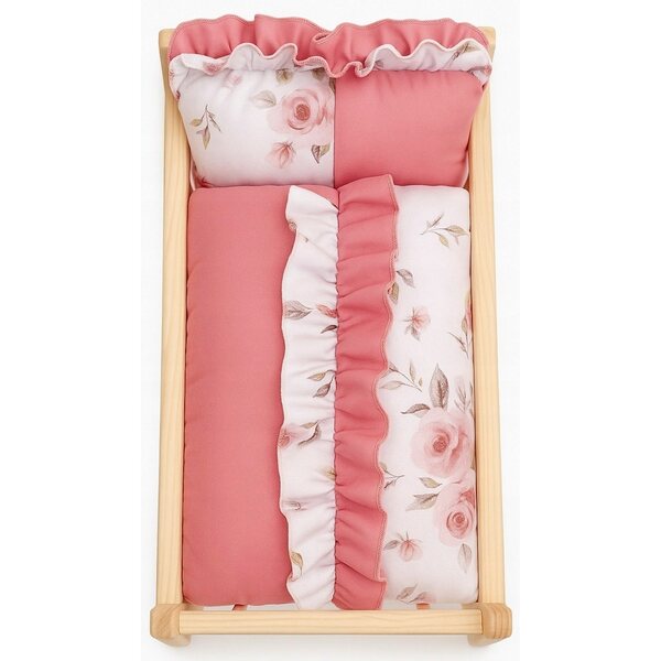Puppenbett aus Holz mit Baumwollbettwäsche – umweltfreundlich und polnisch