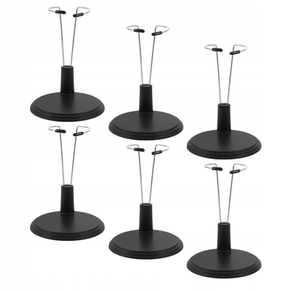 Set mit 6 schwarzen Kunststoffständern zur Präsentation von 17-cm-Puppen, widerstandsfähig und stabil