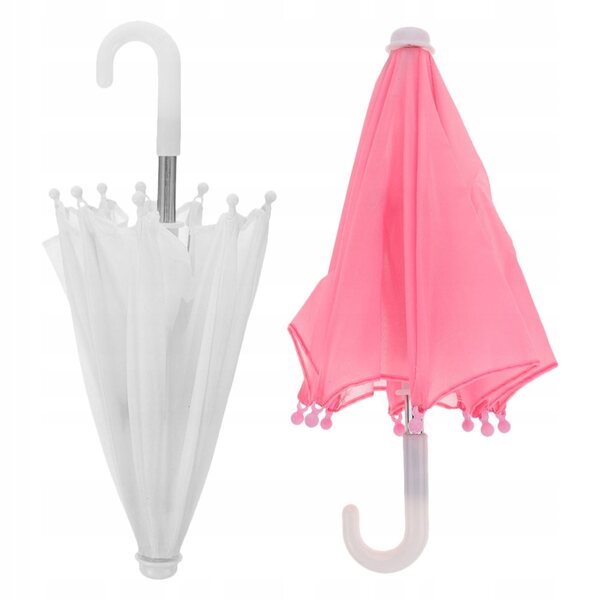 Mini parasole per bambole set da 2 pezzi decorativi e resistenti rosa e bianco