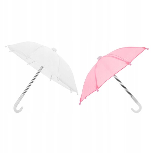 Mini parasole per bambole set da 2 pezzi decorativi e resistenti rosa e bianco