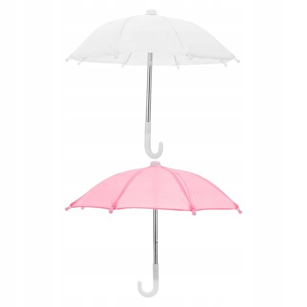 Mini parasole per bambole set da 2 pezzi decorativi e resistenti rosa e bianco