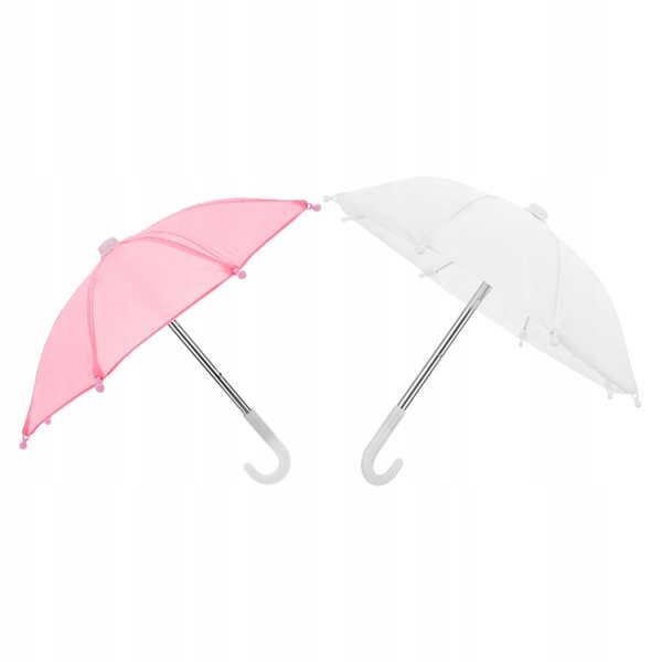Mini parasole per bambole set da 2 pezzi decorativi e resistenti rosa e bianco