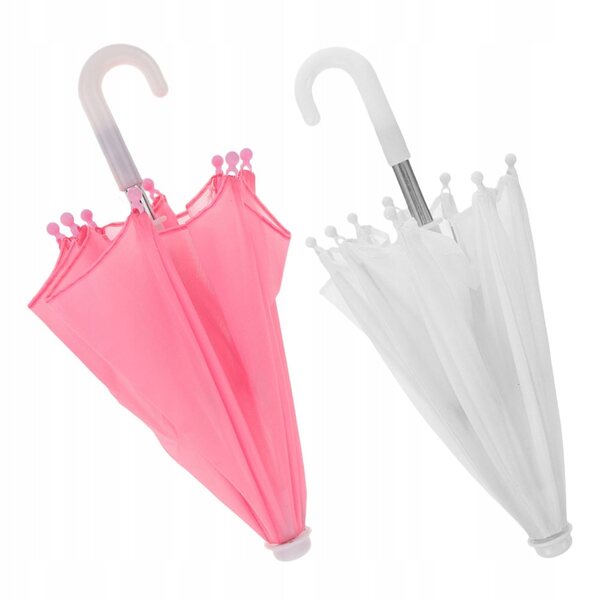 Mini parasole per bambole set da 2 pezzi decorativi e resistenti rosa e bianco
