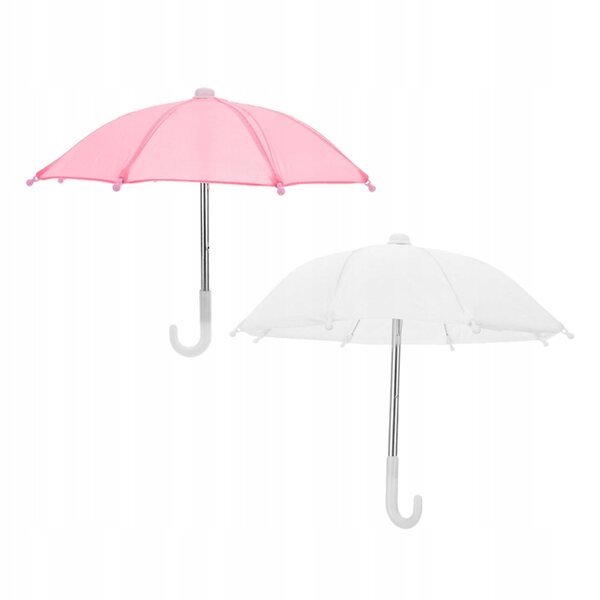 Mini parasole per bambole set da 2 pezzi decorativi e resistenti rosa e bianco