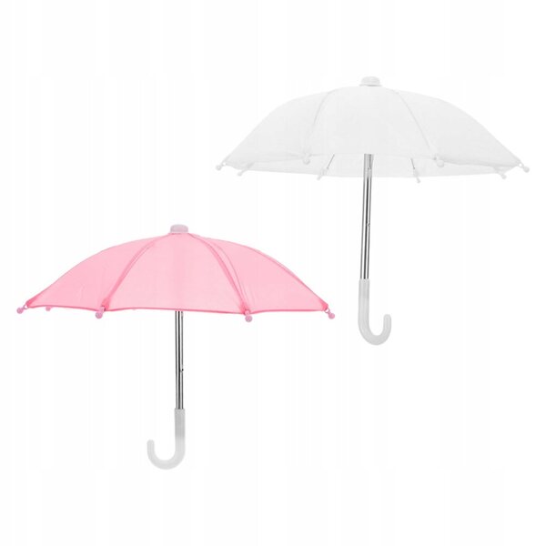 Mini parasole per bambole set da 2 pezzi decorativi e resistenti rosa e bianco