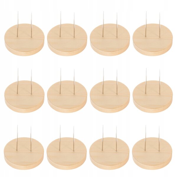 Set da 12 Eleganti Stativi in Legno Beige per Esposizione Bambole con Base Solida
