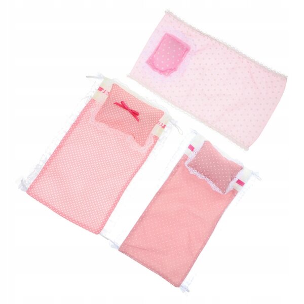 Set di 3 Miniature di Biancheria da Letto per Bambole in Tessuto di Cotone