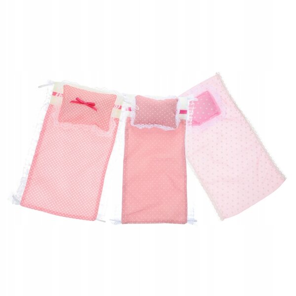 Set di 3 Miniature di Biancheria da Letto per Bambole in Tessuto di Cotone