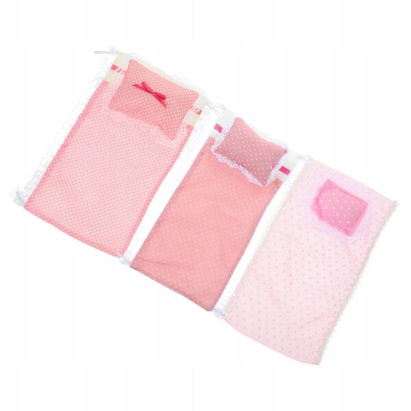 Set di 3 Miniature di Biancheria da Letto per Bambole in Tessuto di Cotone