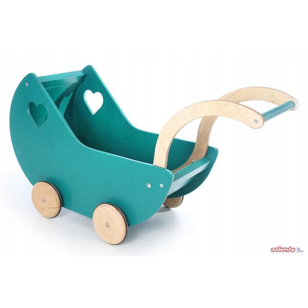 Passeggino per bambole in legno con biancheria da letto - sicuro, realizzato a mano da un giocattolo