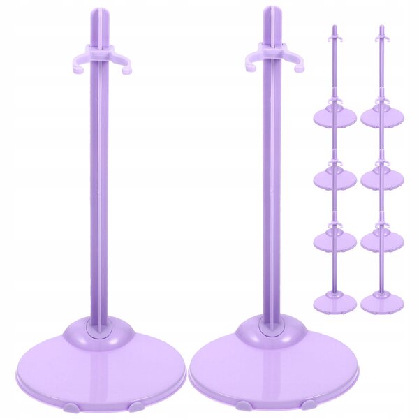 Set van 10 verticale steunen van lavendelkleurig plastic voor het tentoonstellen van poppen en beeldjes