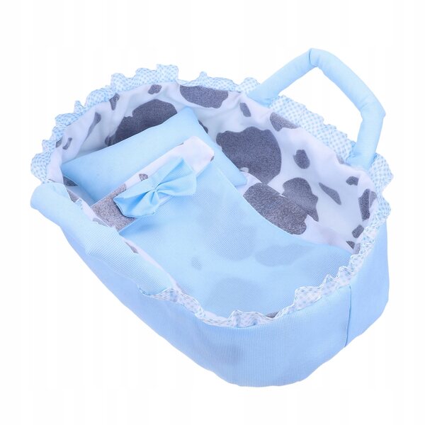 35 cm große Puppenwiege aus blauem Stoff, ideal für Rollenspiele und Kreativität
