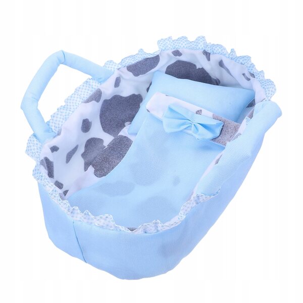 35 cm große Puppenwiege aus blauem Stoff, ideal für Rollenspiele und Kreativität