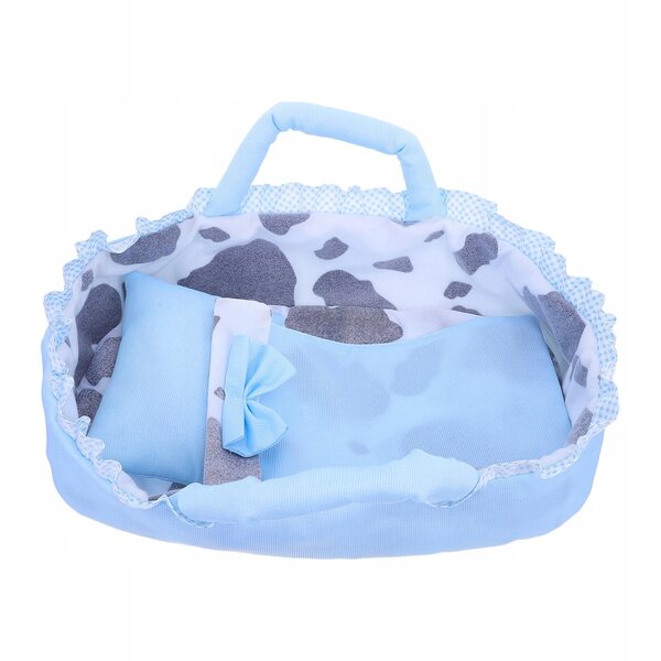 35 cm große Puppenwiege aus blauem Stoff, ideal für Rollenspiele und Kreativität