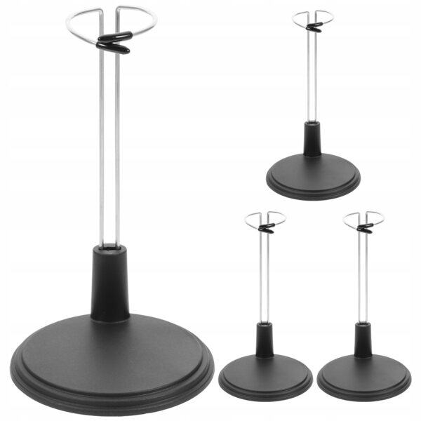 Set 4 Supporti Regolabili Nero per Bambole e Figure in PVC e Ferro, Ideale 20cm