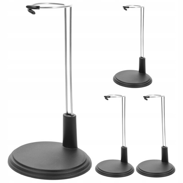 Set van 4 zwarte verstelbare steunen voor poppen en figuren in PVC en ijzer, ideaal 20 cm