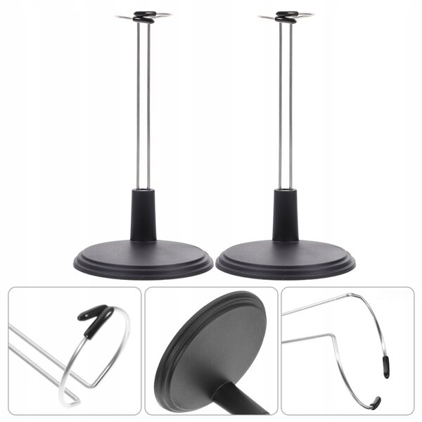 Set van 4 zwarte verstelbare steunen voor poppen en figuren in PVC en ijzer, ideaal 20 cm