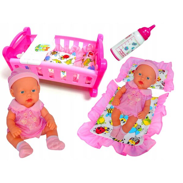 Culla per bambola con biancheria da letto e funzione sonora Macyszyn Toys 32 cm