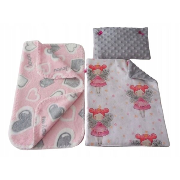 Komplettset aus Bettdecke und Bezug für Babypuppe, für Kinderbett und Kinderwagen